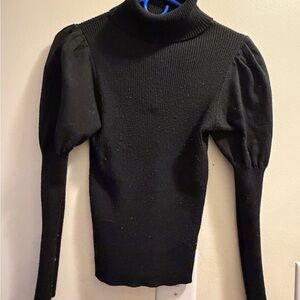 Fashion Nova Black Puff Sleeve Turtleneck Sweater
